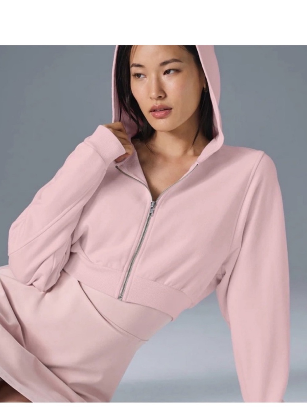 ALO Yoga Sweet Escape zip up hoodie-ballet pink size medium